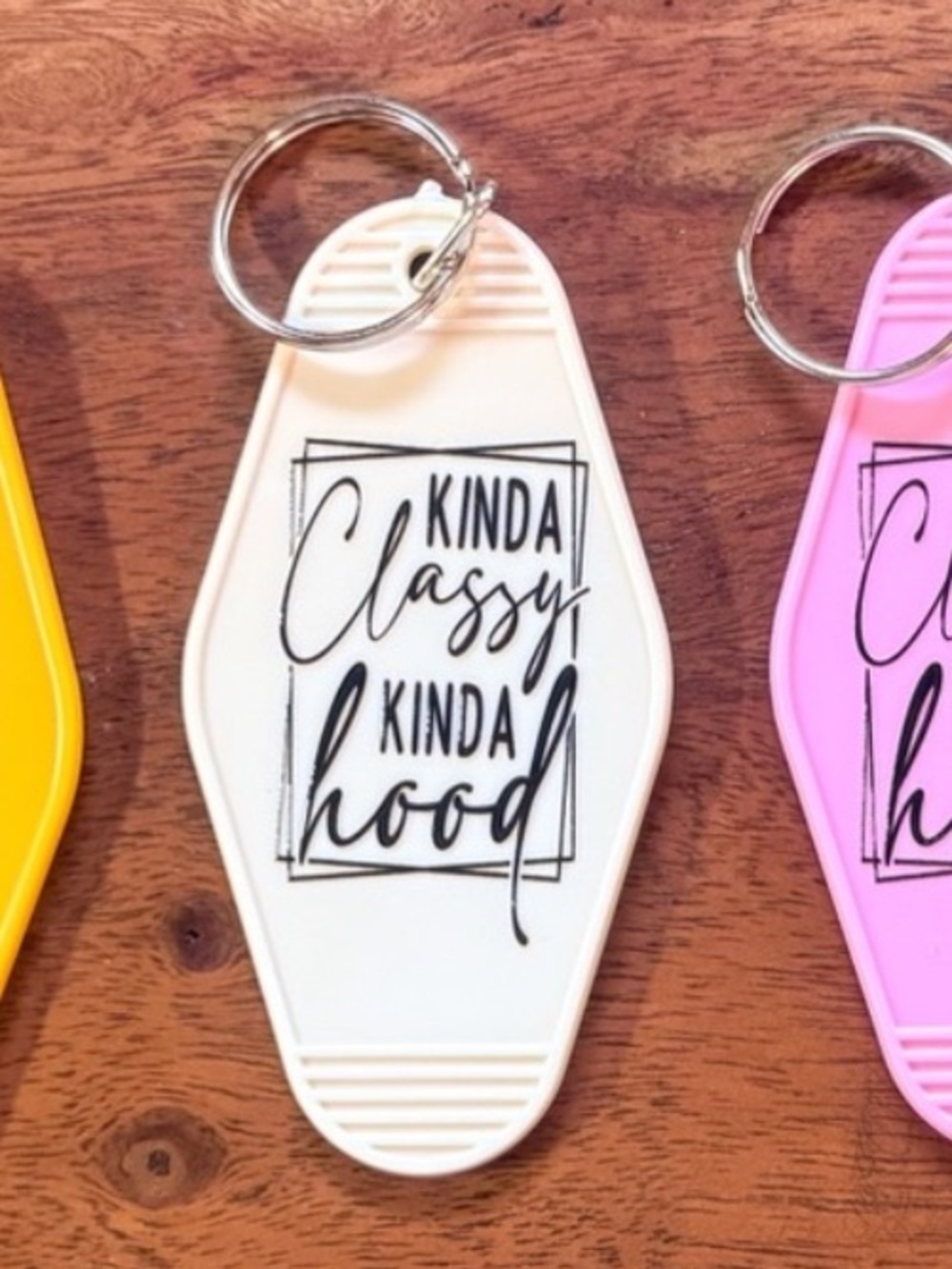 Kinda Classy Kinda Hood White Keychain
